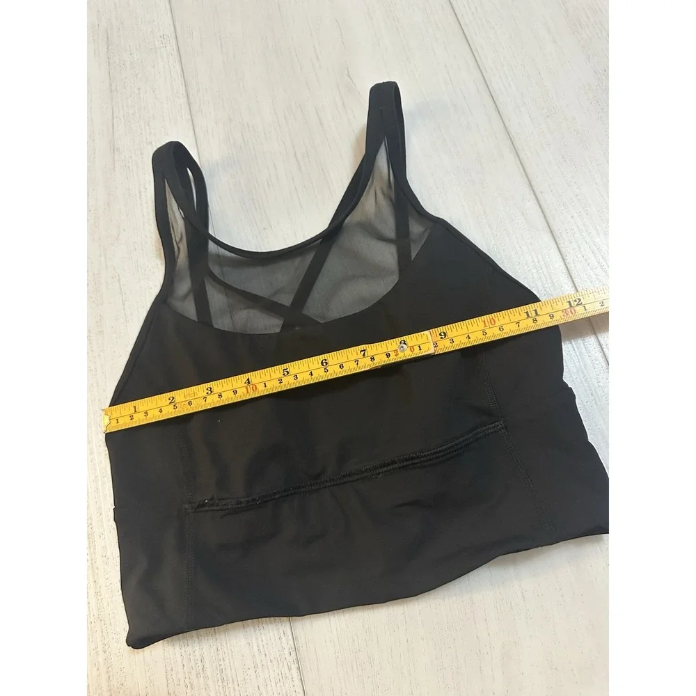 Lululemon Clip-on Longline Sports Bra Sz 4 Black Mesh - C/D‎ Cup